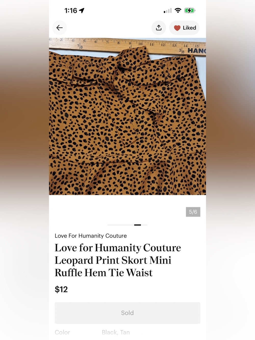 Love for Humanity Couture Leopard Print Skort Mini Ruffle Hem Tie Waist.